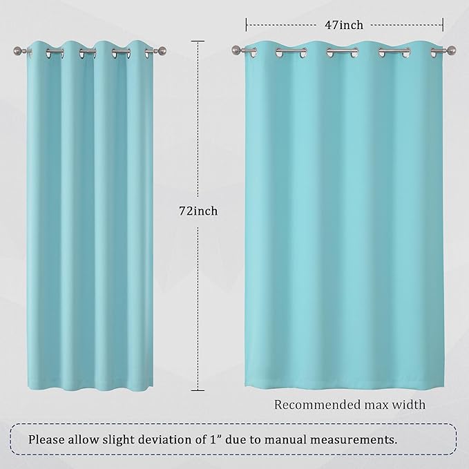 DUALIFE Aqua Curtains for Living Room Bedroom Light Blocking Window Curtains