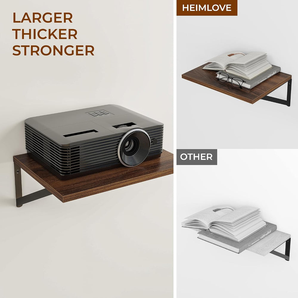 Heimlove 16W x 12D Deep Floating Shelves Set of 3 Walnut