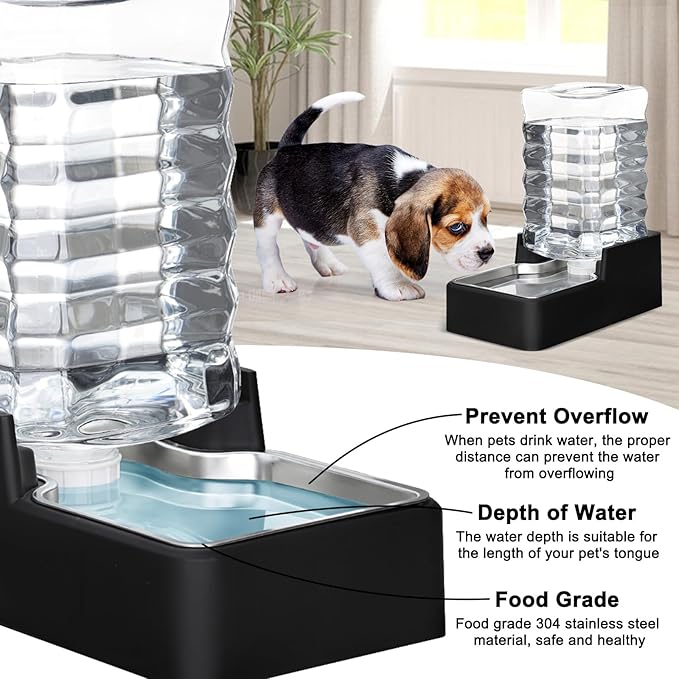 RIZZARI Stainless Steel Pet Water Feeder: 8L Gravity Leak-Proof Auto Refill