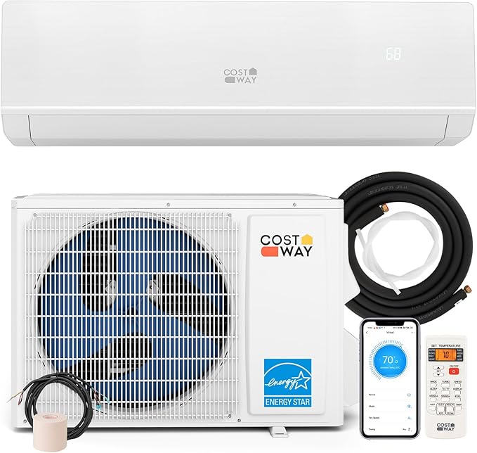 COSTWAY 12000 BTU Mini Split Air Conditioner & Heater, 208-230V WiFi Enabled 24
