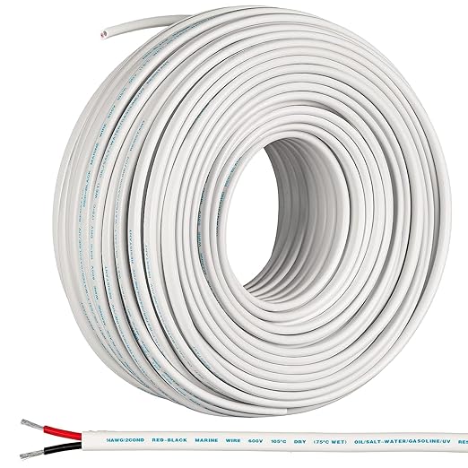 GS Power 100 Ft Duplex Marine Wire, 18 Gauge Wire, Oxygen-Free Tinned Copper 18