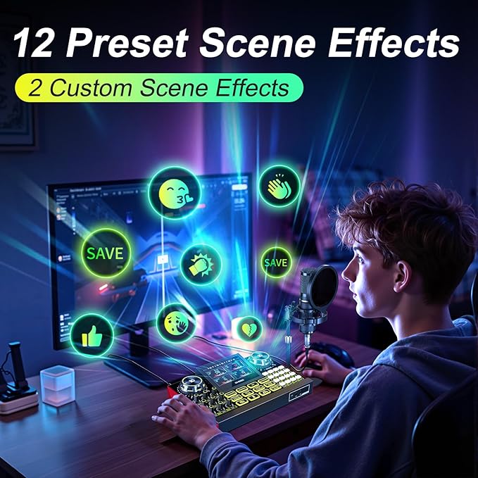 Podcast Microphone Bundle with Live Sound Card Audio Mixer, Podcast Equipment