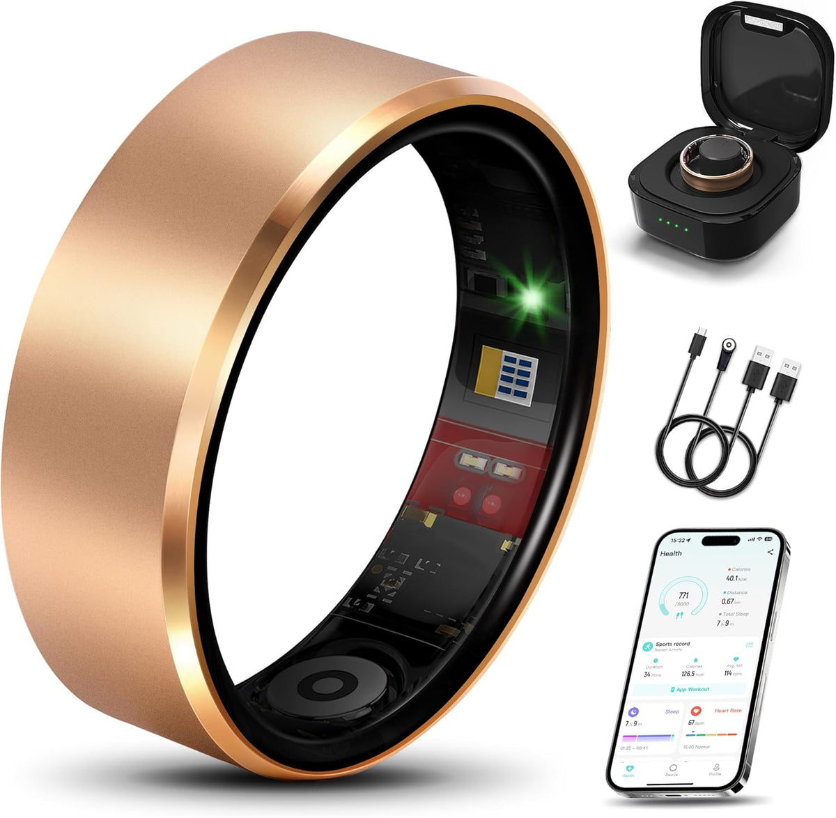 Smart Health Ring Fitness Tracker for Men Women, New RG 8