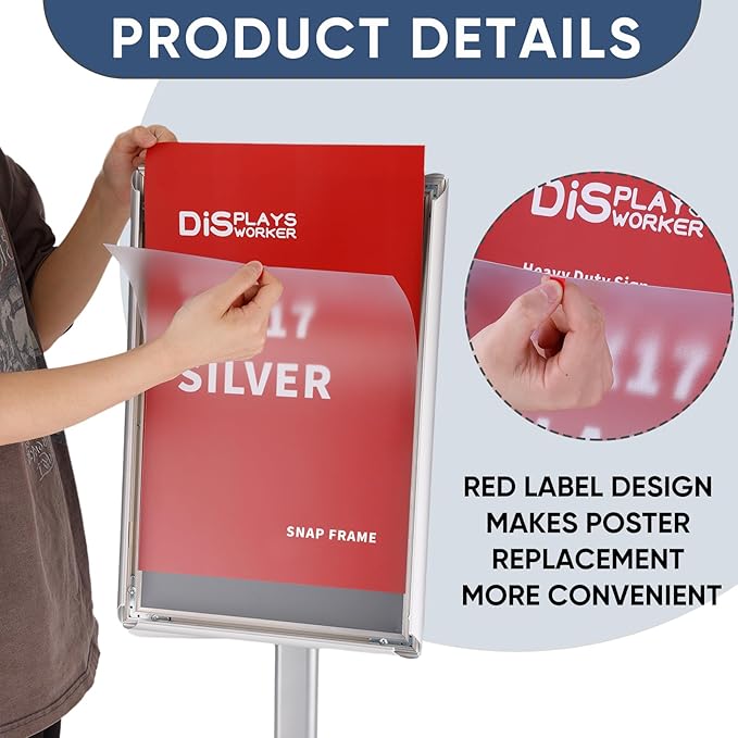 DISPLAYSWORKER Adjustable Heavy Duty Pedestal Sign holder floor Stand, sign