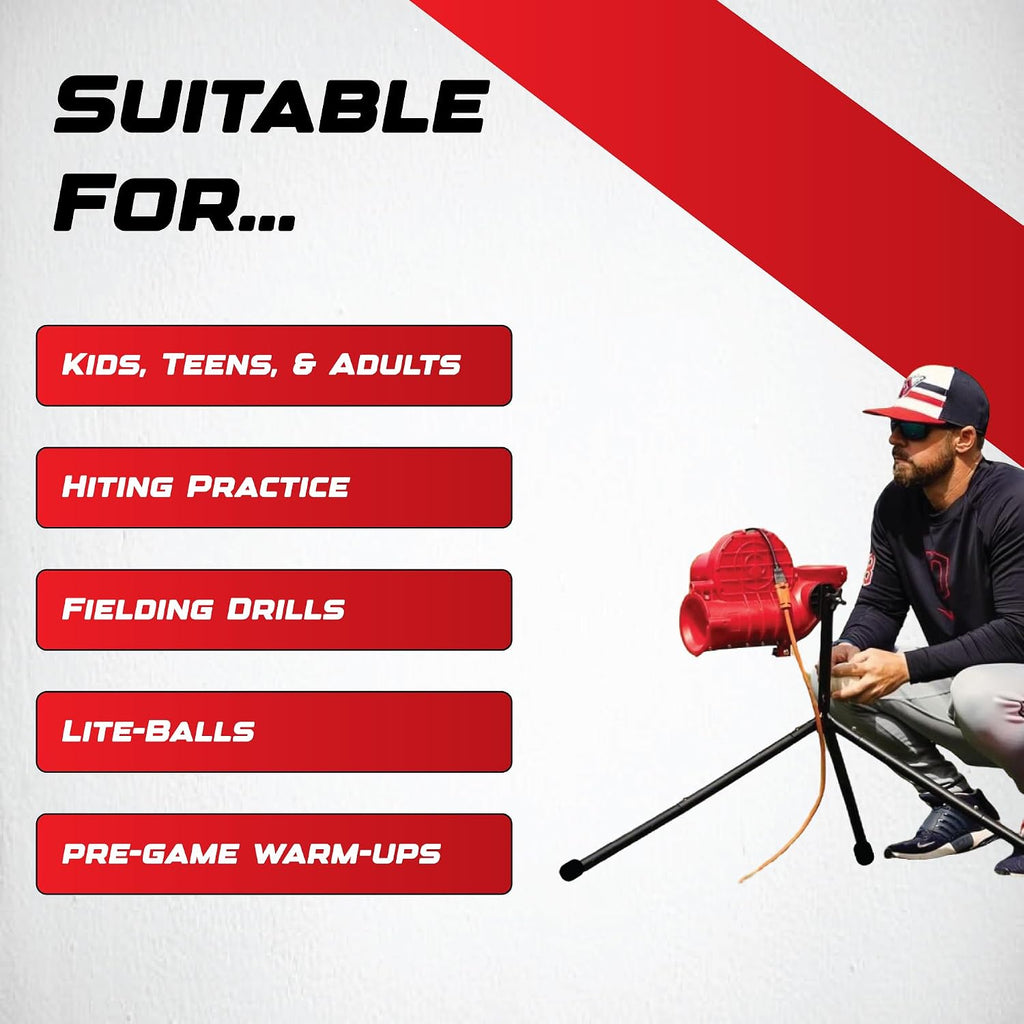 Heater Sports Slider Lite 360 Baseball Pitching Machine with Automatic Ball Feeder - Accurate 360-Degree Delivery, Durable and Portable Training Tool for All Ages
