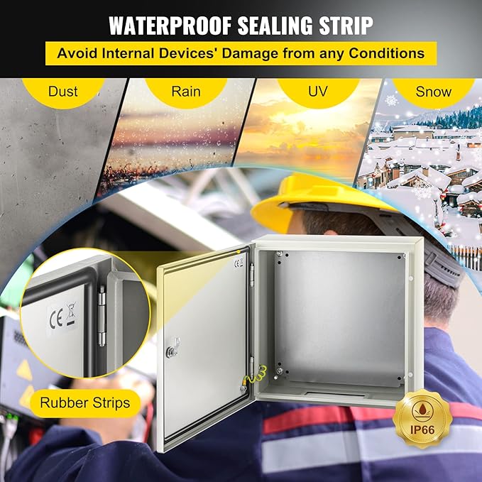 VEVOR NEMA Steel Enclosure, IP66 Waterproof & Dustproof, Outdoor/Indoor