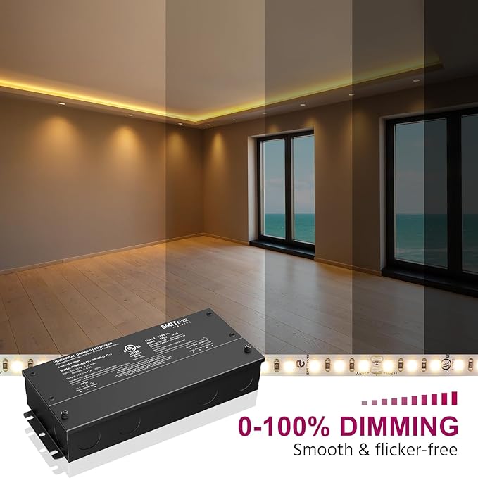 EMITEVER Dimmable Led Driver, 100W AC 100V-277V to DC 24V Transformer, 5-in-1