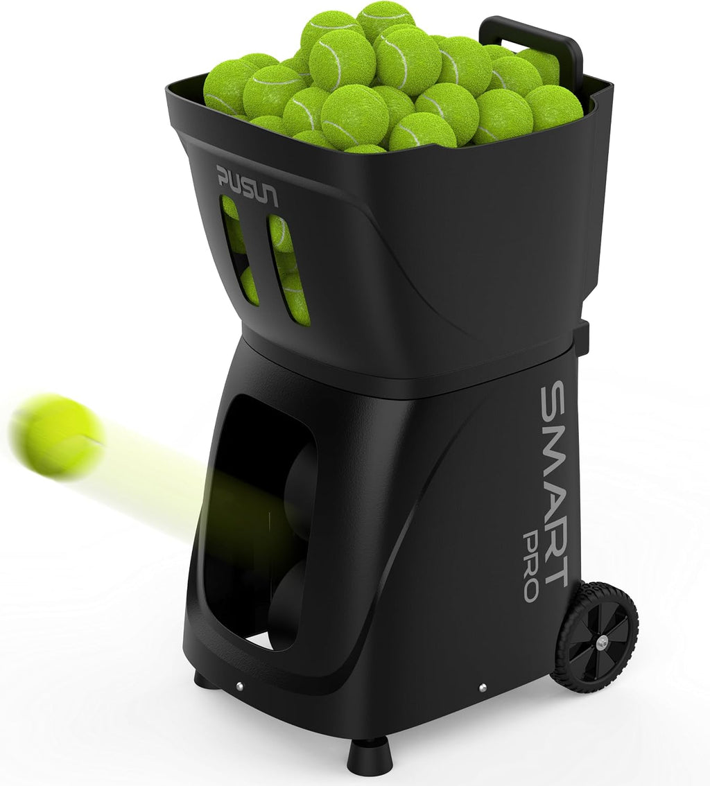 PUSUN｜PT-Smart Pro Internal Oscillation Tennis Ball Machine: App with 12 Built-in Training Modes, 28-Pt Custom Drills,75MPH, 5H,32.6lb Portable for Tennis & Padel,Training, Practice,Beginners to Pros