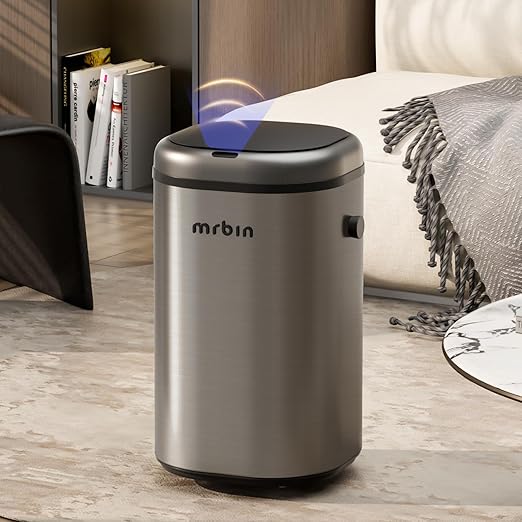 MRBIN Stainless Steel Adsorption Motion Sensor Trash Can Removable, 18L /