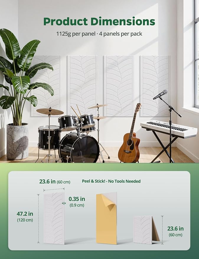 Topnaca 4 Pack Large Acoustic Panels Sound Absorbing