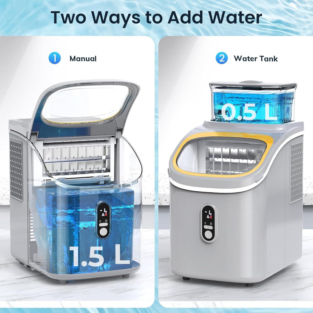 Antarctic Star Countertop Ice Maker Machine, 30lbs/24Hrs, 3 Thickness Ice Cubes, 16Pcs/13 Mins,2 Ways to Add Water, Self-Cleaning Ice Cube Maker w/Basket and Scoop for Home/Kitchen/Camping/RV (Grey)