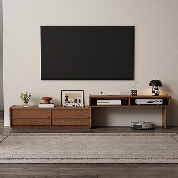 YQJJGL Solid Wood TV Stand for TVs up to 65 Inch， Walnut TV Stand