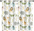 MESHELLY Baby Safari Animals Blackout Curtains 52Wx63H Inch for Boy Bedroom Grommet Pair Kids Woodland Jungle Lion Elephant Art Printed Curtains for Nursery Living Room Window Treatment Fabric