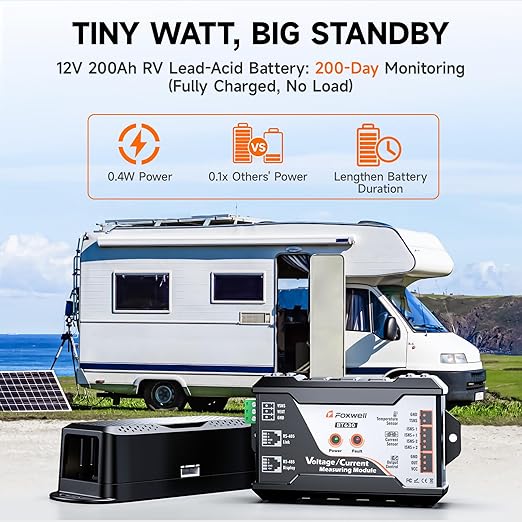 600A Shunt Battery Monitor, 0-120V Bluetooth Amp/Volt/Watt/Capacity Monitor