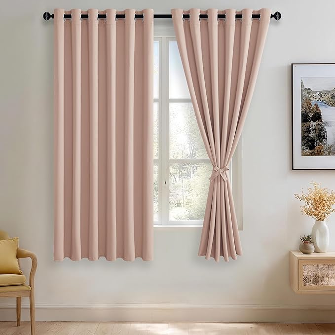 JIUZHEN Blush Pink Blackout Curtains