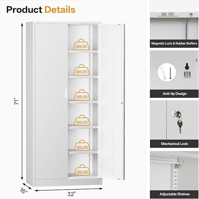 Steel SnapIt Cabinet, 71 Inch Metal Storage Cabinet