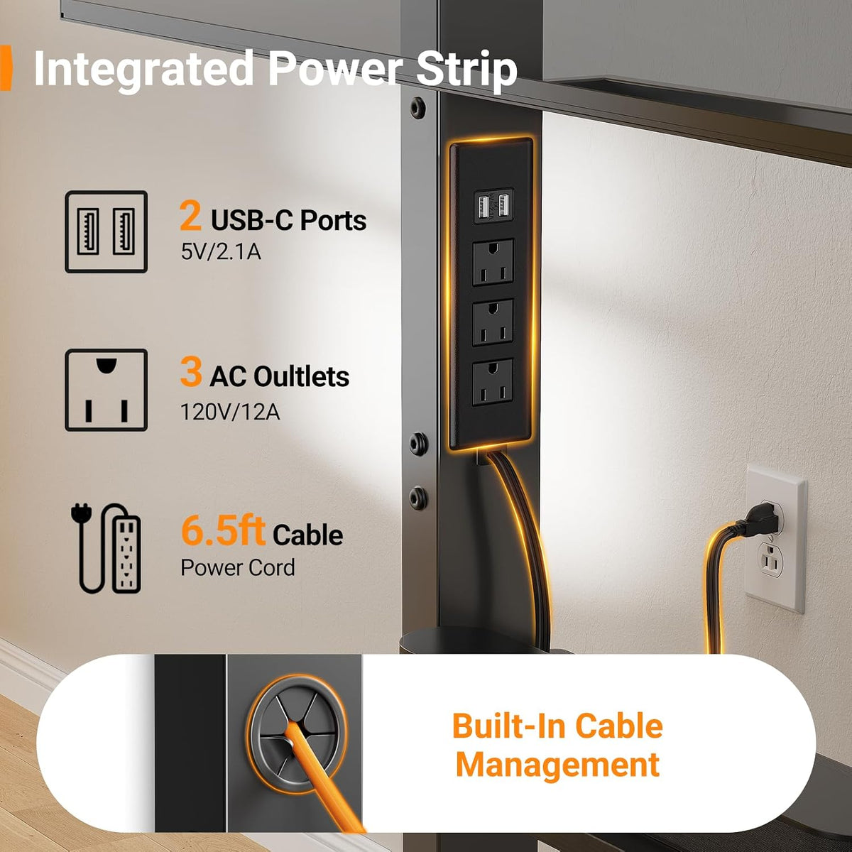 Perlegear Rolling TV Stand with Power Outlet for 32–110 inch TVs, 250 lbs