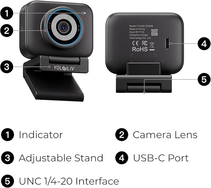 YOLOLIV YoloCam S3-4K Streaming Webcam, DSLR-Like Control, Cinematic Effects