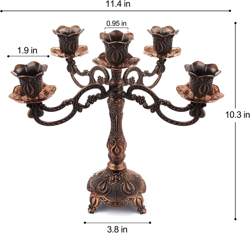5-Candle Metal Candelabra 10.3 Inch Tall Candlestick Candle Holders for Home ...