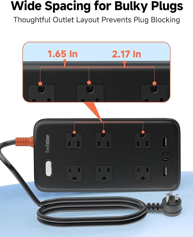 Iwister Outdoor Power Strip Weatherproof IPX6, Iwister 15 Ft Extension Cord