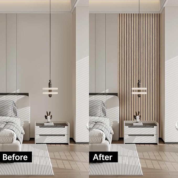 ARMURO Acoustic Wood Wall Panels, 94.5" Extra-Long Easy Peel & Stick Panels (2 PCS)