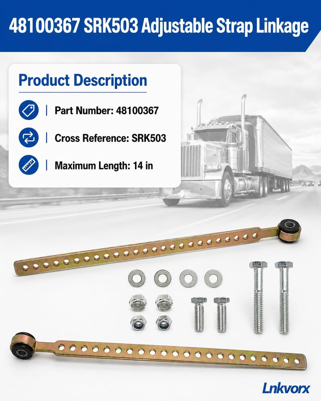 2 Pack 48100367 Height Control Valve Linkage Kit, 14 in Adjustable Rod