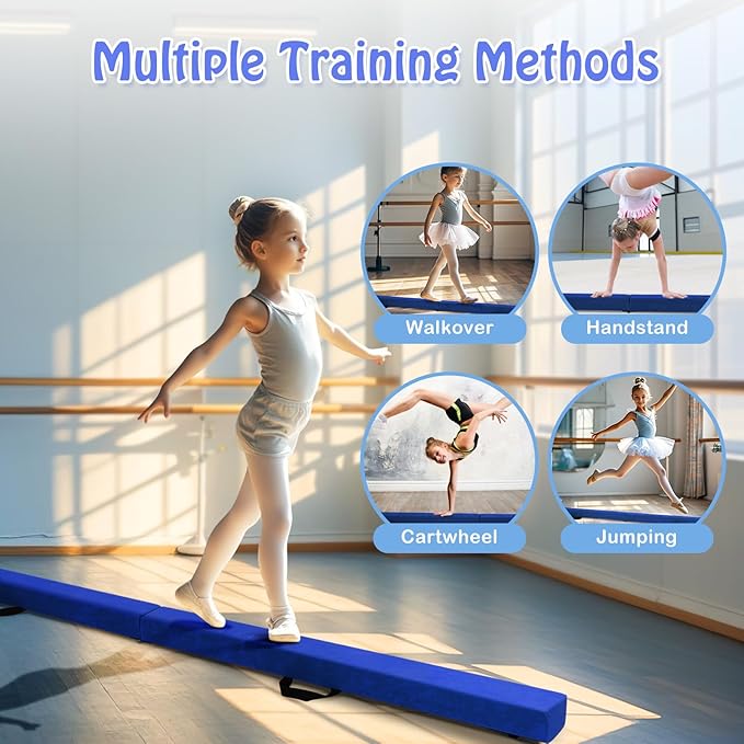 Giantex 7FT/8FT/9FT Balance Beam, Folding Gymnastics Beam w/Carry Handles