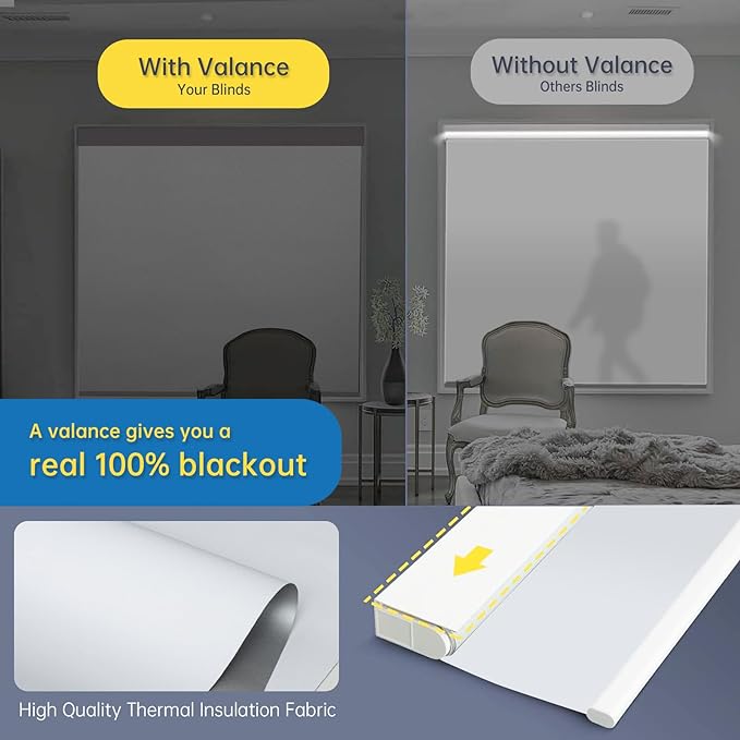 DENFOON Motorized Blinds with Remote, Thermal Electric Blinds【Solar Panel】
