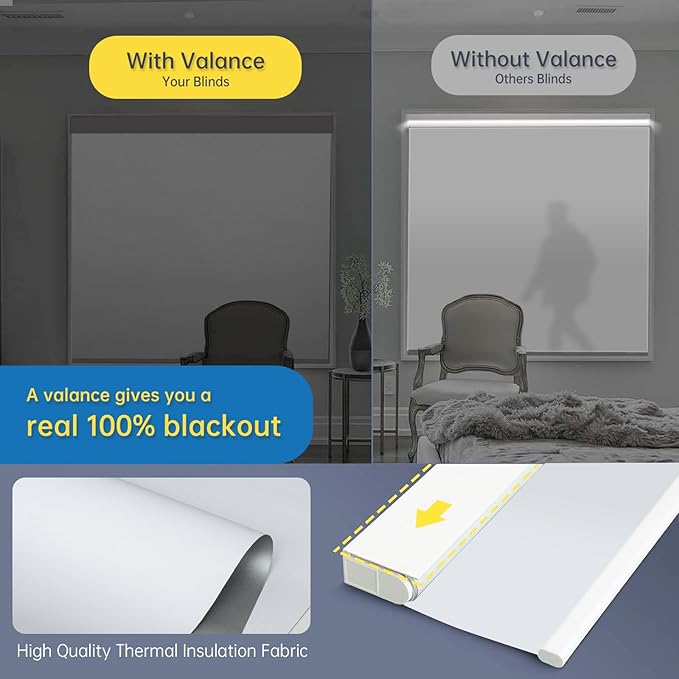 DENFOON Motorized Blinds with Remote, Thermal Electric Blinds【Solar Panel】