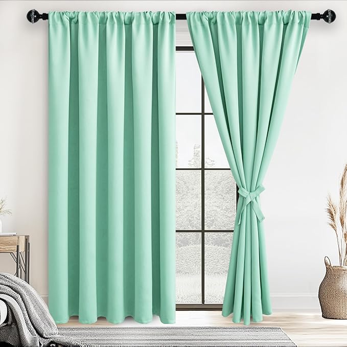 JIUZHEN Mint Green Blackout Curtains