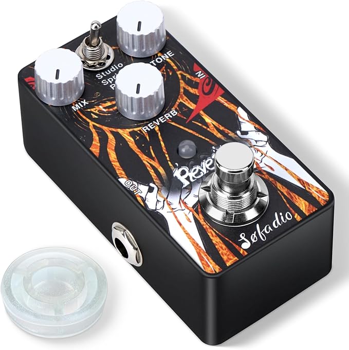 Sofadio Reverb Guitar Pedal, Verb Square Digital Reverb 7 Modes Room, True