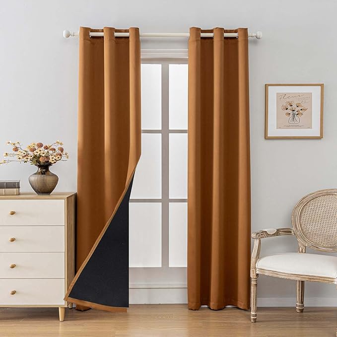 Anytime 100% Blackout Curtain 2 Panels Set, Thermal Insulated Window Drapes