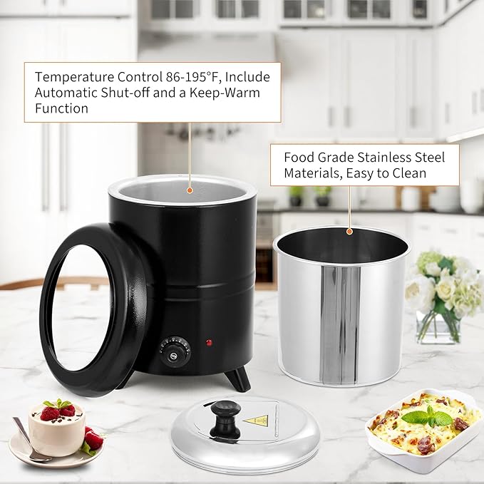 Commercial Electric Soup Kettle Warmer – 10L/11Qt Stainless Steel Pot