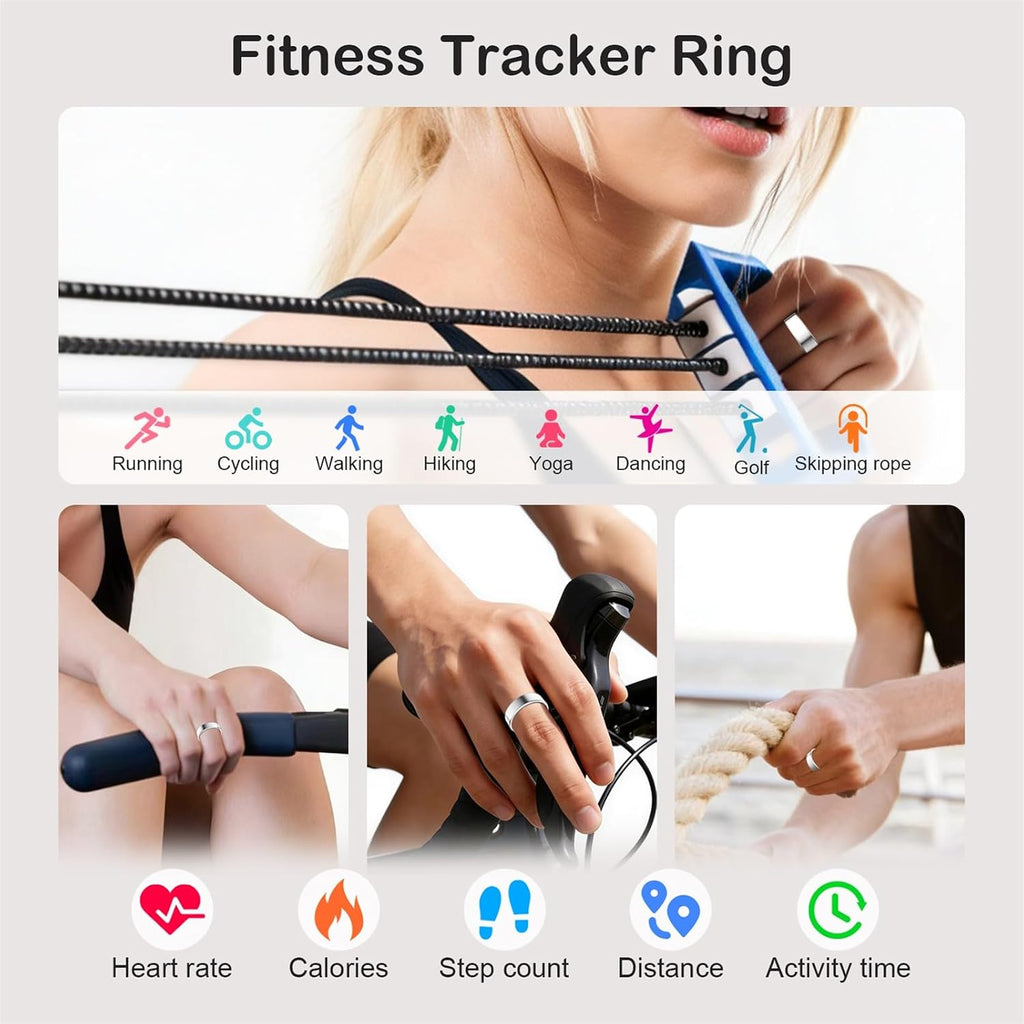 Smart Ring for Women Men, Sleep Activity Health Tracking Ring, Silver 8