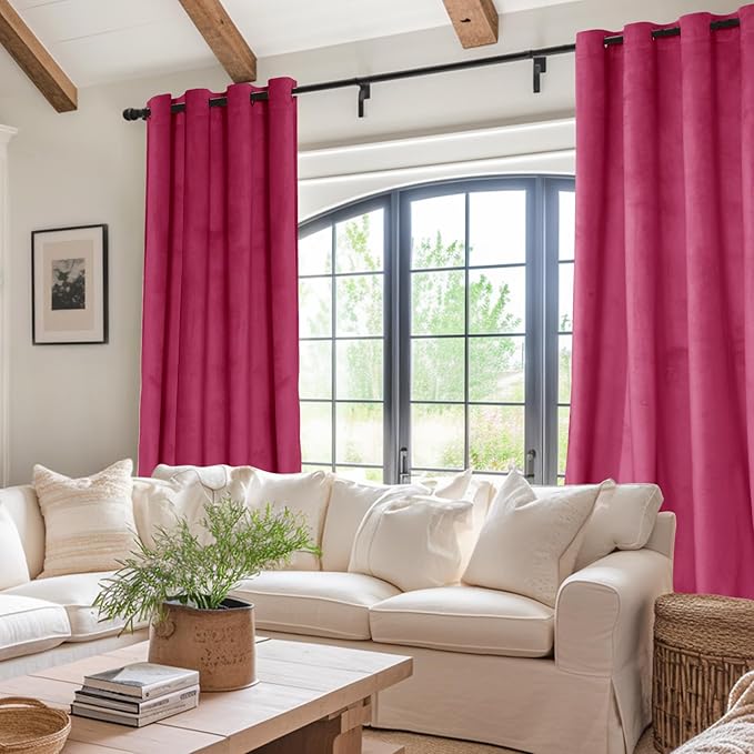 JIUZHEN Velvet Curtains 96 inches Blackout Curtains