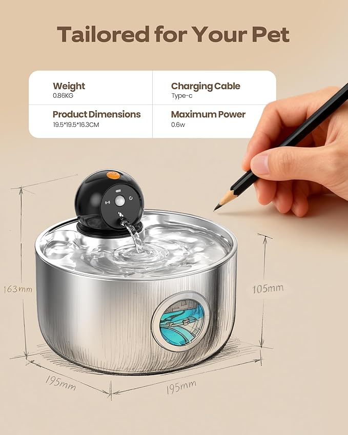 Cordless Cat Water Fountain Wireless: Battery Powered Pet Water Fountains