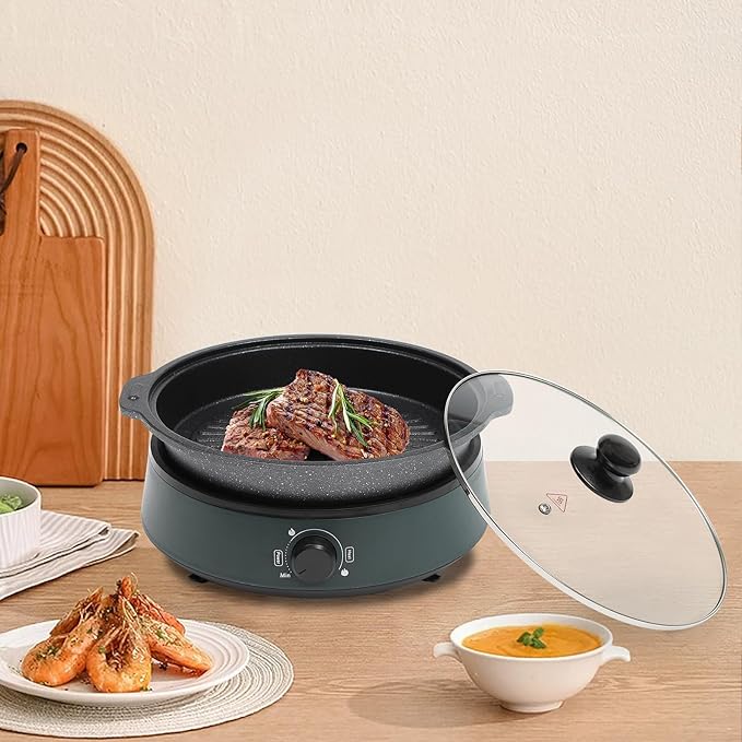 4L/4.2Qt Electric Hot Pot, 1350w 110v Portable Electric Pan Non Stick Removable