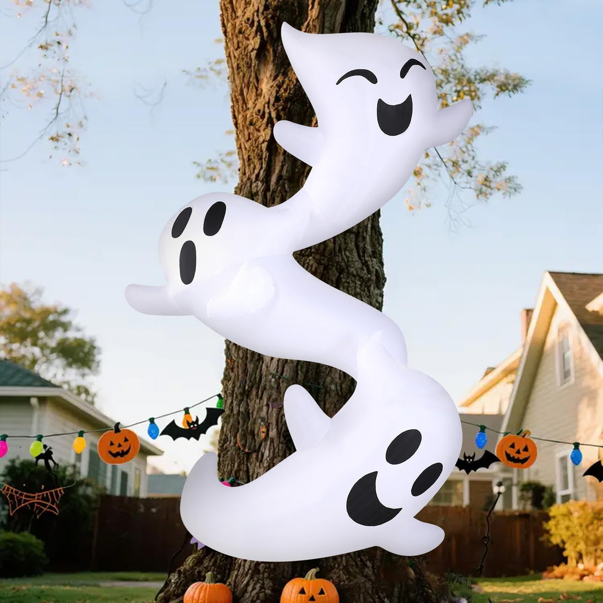 JOYIN 8ft Tall Halloween Inflatables Outdoor Decorations, Inflatable Ghosts Hugging Tree, Light Up Ghost Halloween Blow Up Yard Decoration for Patio Lawn Garden Trees Outside Holiday Decor