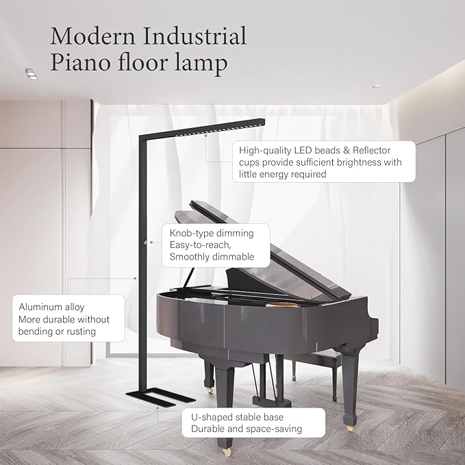 STERREN 77" LED Floor Lamp, 7350LM Dimmable Eye-Care Standing Piano Lamp