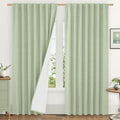 LAMIT 100% Blackout Linen Curtains 84 Inches Long, Living Room Farmhouse Drapes