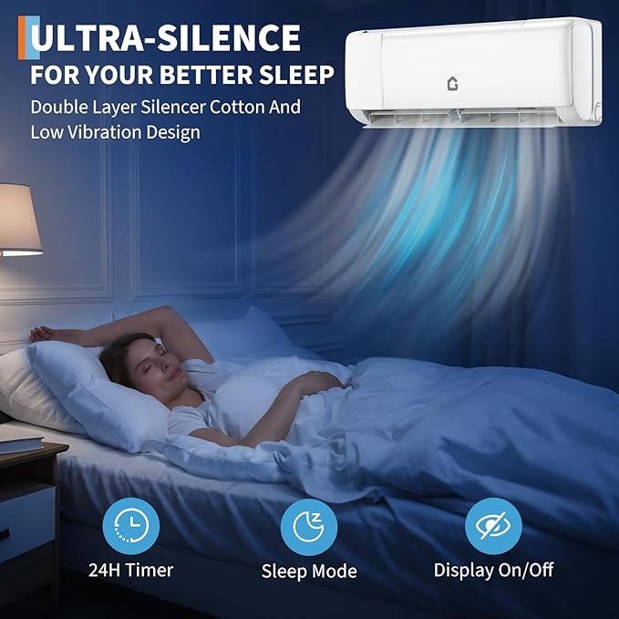 12000BTU Mini Split Air Conditioner& Heater, 21 SEER2 230V Wall-Mounted
