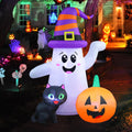 5 FT Halloween Inflatables, Cute Ghost with Pumpkin Black Cat Blow Up