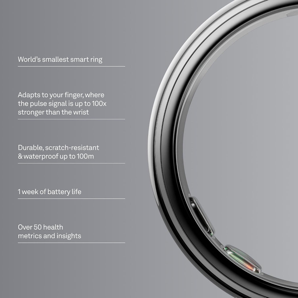 oura ring 5 smart ring - silver shown in use