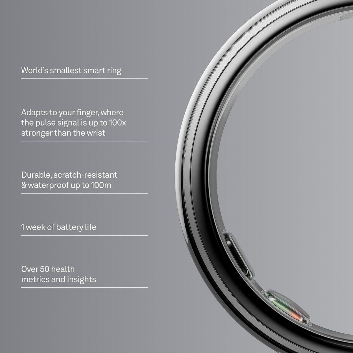 oura ring 5 smart ring - silver shown in use