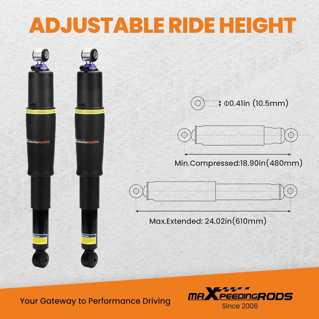 maXpeedingrods Pair Rear Air Suspension Shocks + Air Compressor for Chevy Tahoe Suburban 1500 for GMC Yukon for Cadillac SUV 2000-2014 25979391