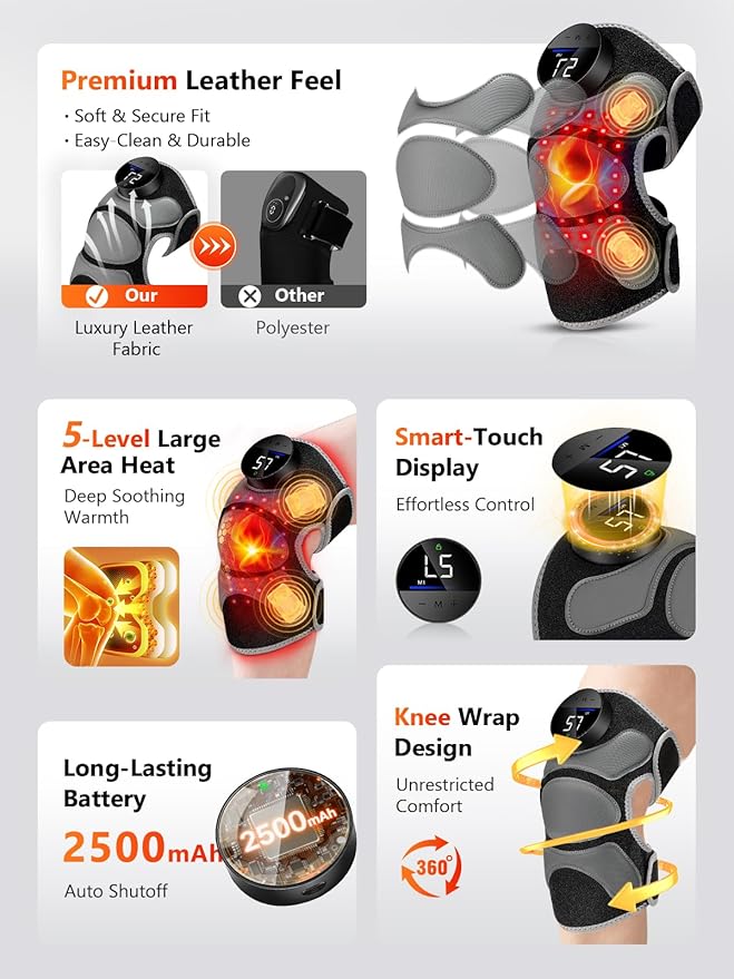 Upgrade 4 Massage Area Knee Brace & Red Light Therapy