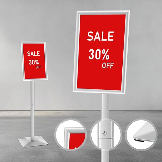 DISPLAYSWORKER Adjustable Heavy Duty Pedestal Sign holder floor Stand, sign