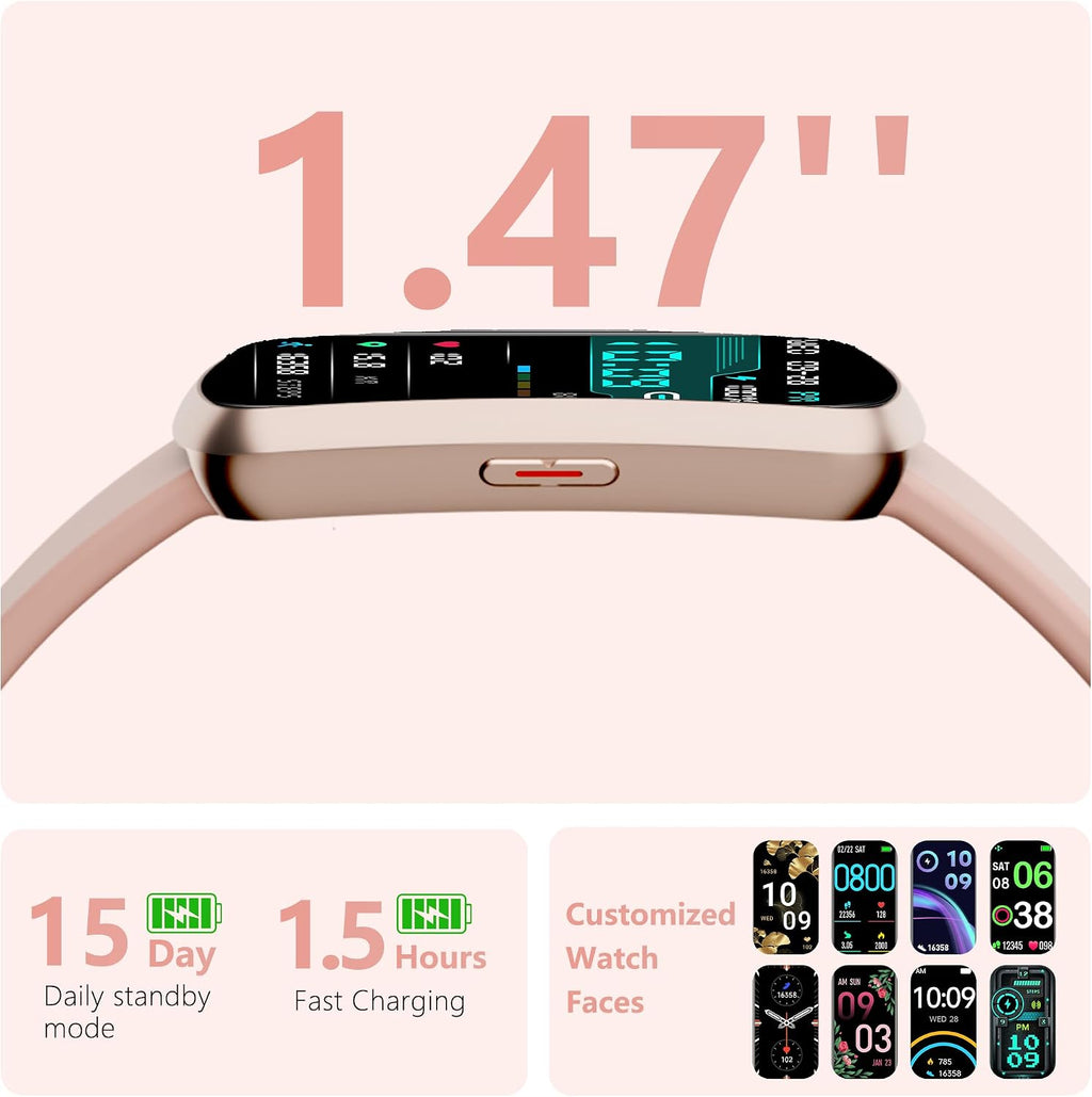 health fitness tracker, smart watch with 24/7 heart shown in use