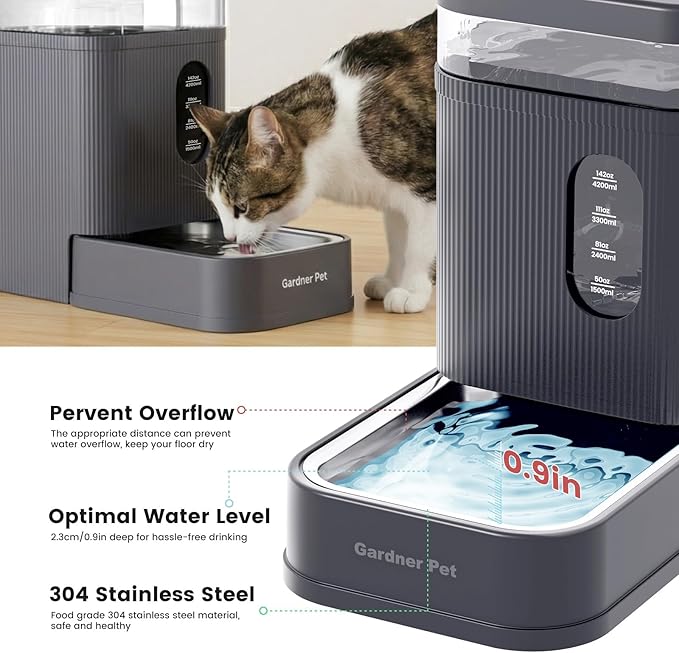 Gardner Pet 1.7 Gallon Automatic Dog Water Bowl Dispenser 6.5L Gravity Water