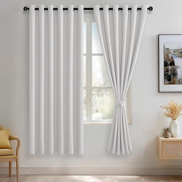 JIUZHEN Greyish White Blackout Curtains